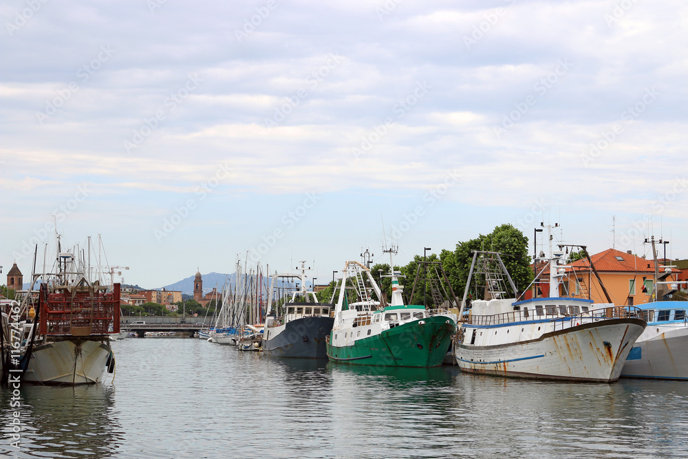 port with fishing boats Rimini Italy