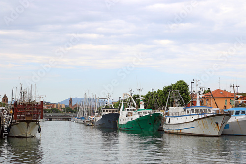 port with fishing boats Rimini Italy