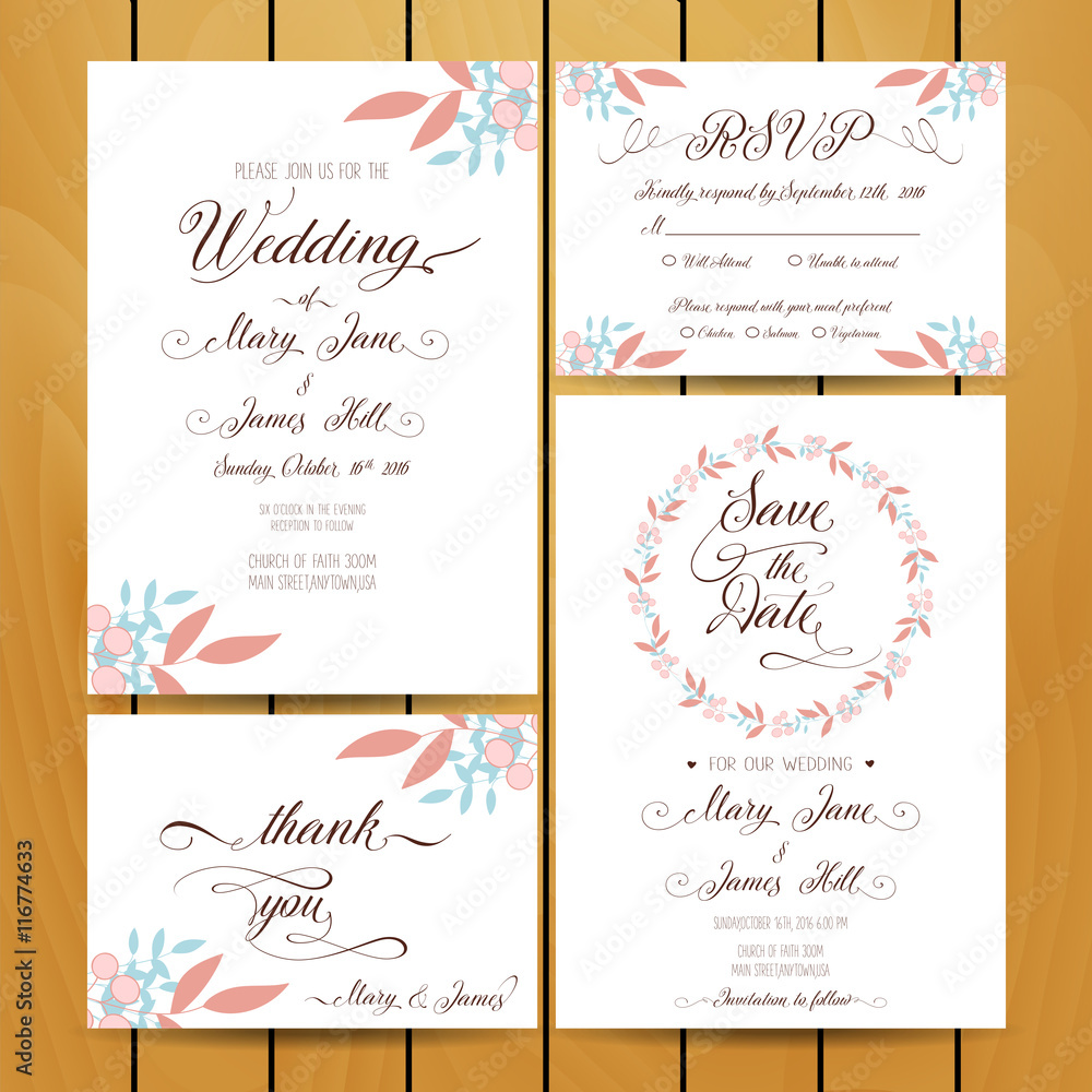 Floral vector card templates. Hand drawn design for Save The Dat Floral vector card templates. Hand drawn design for Save The Dat