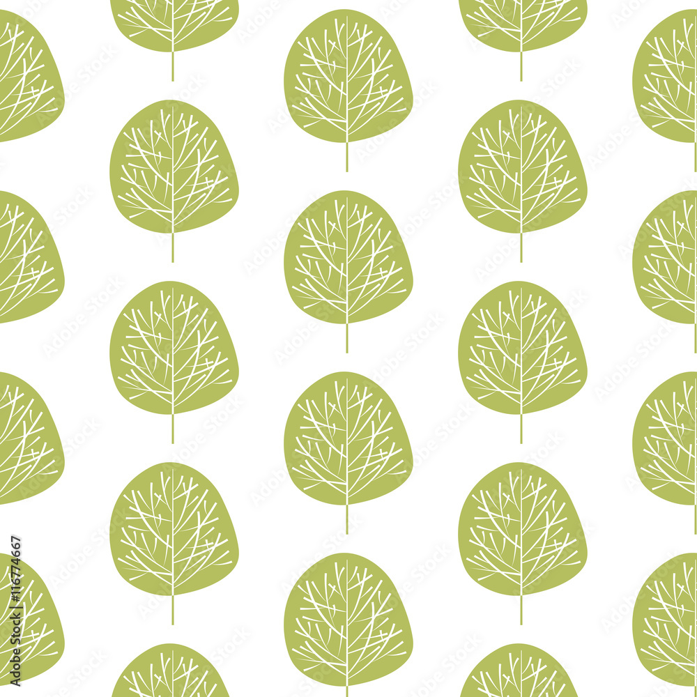 Cute seamless pattern with various trees