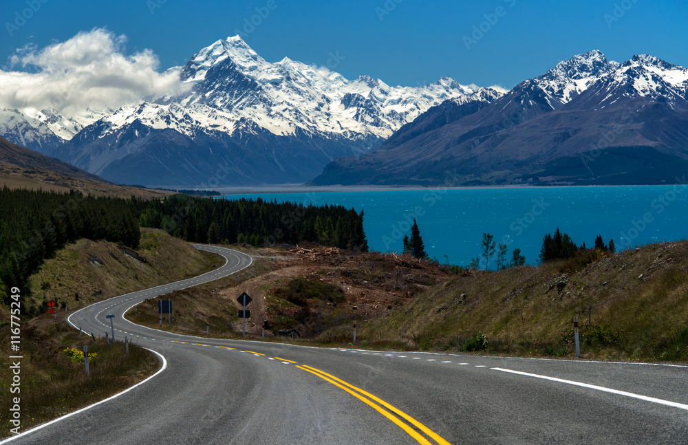 Naklejka premium Road to Mt.Cook,New Zealand
