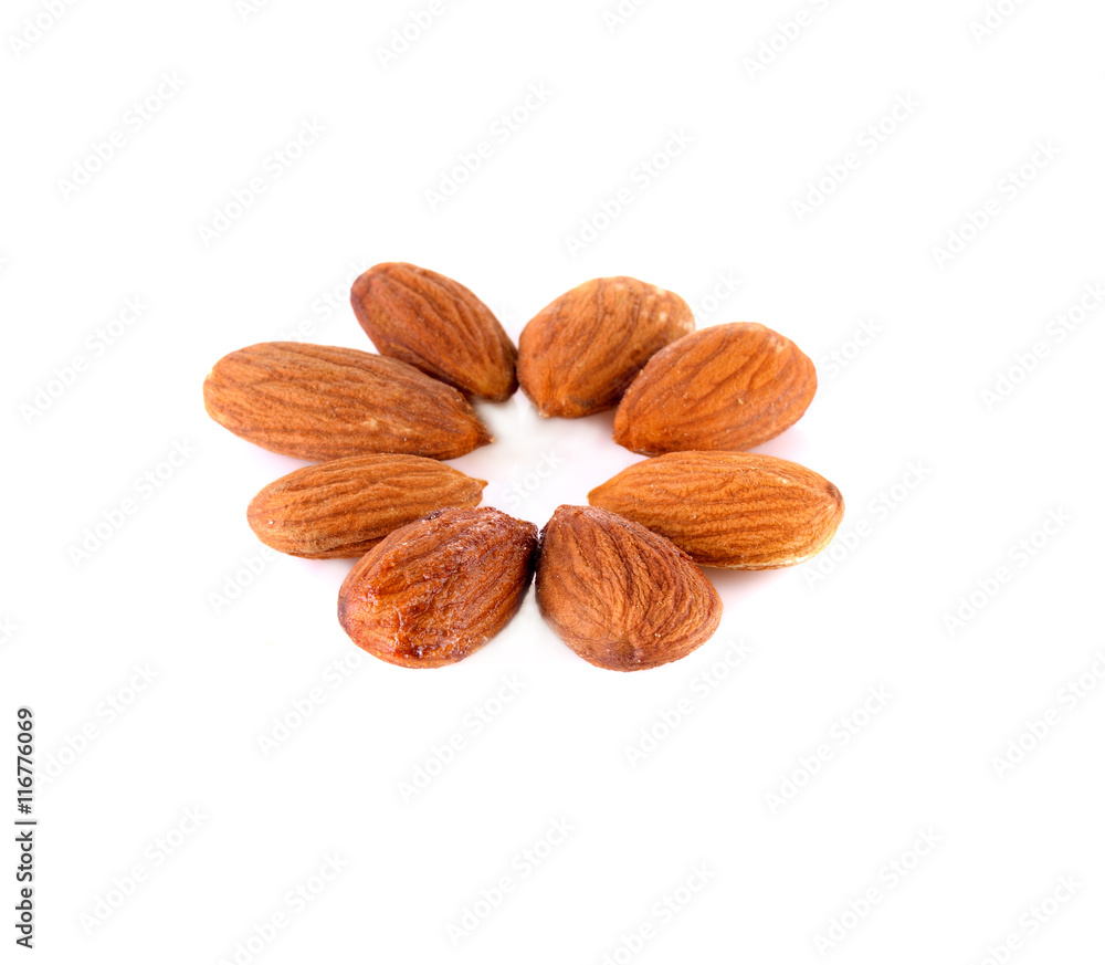 Nuts Almond on white background Nuts Almond on white background