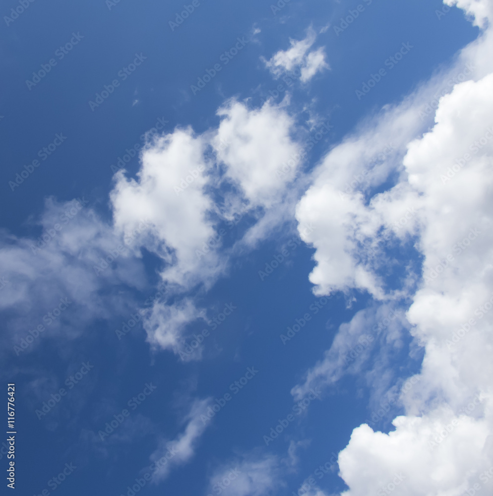 White clouds in a dark blue sky in Europe White clouds in a dark blue sky in Europe
