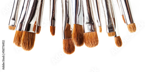 Set of professional Make-up brushes isolated on white background