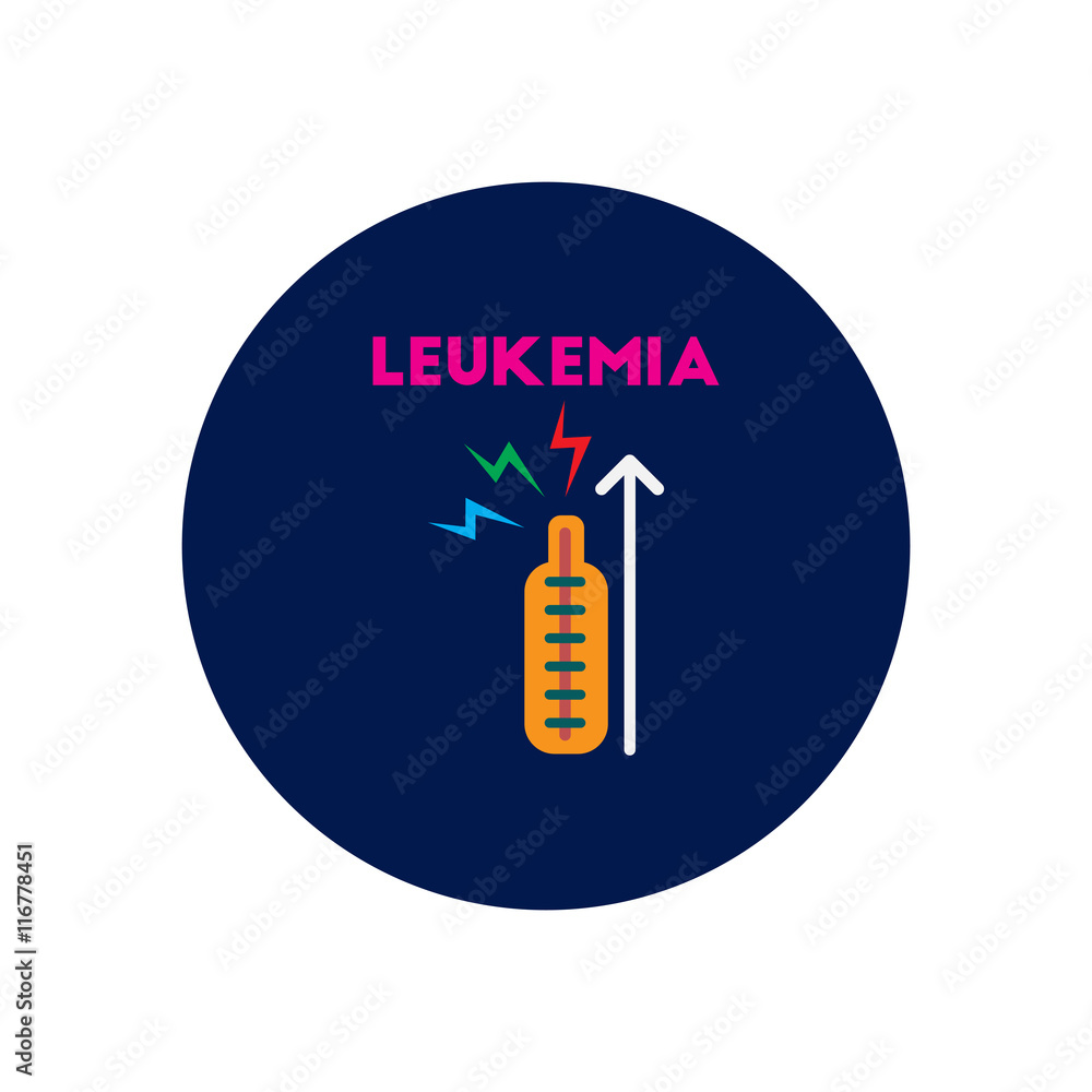 Vector icon  on  circle various symptoms of leukemia on bodies