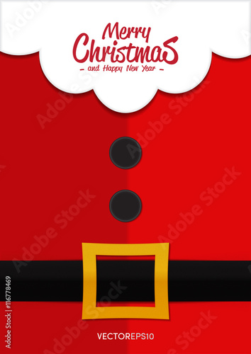 merry christmas, decorative belt santa cruz with red background, greeting cover design - vector EPS10