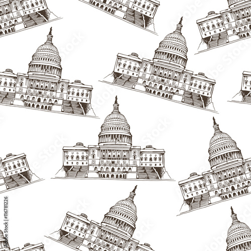 Seamless pattern with Capitol Building