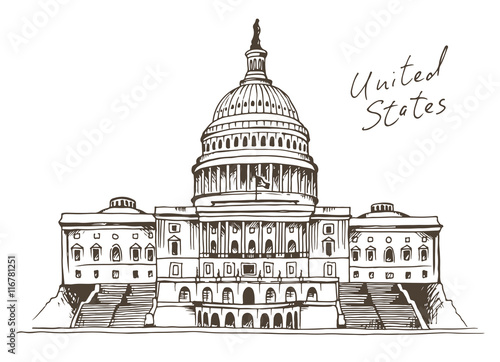 United States Capitol Building vector illustration