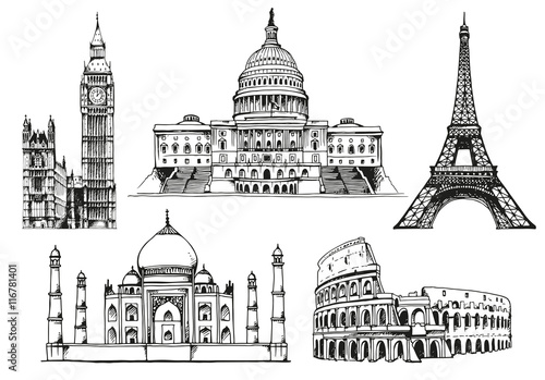 World landmark vector set