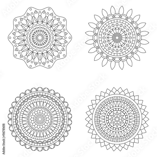 Set of floral mandalas, vector illustration photo