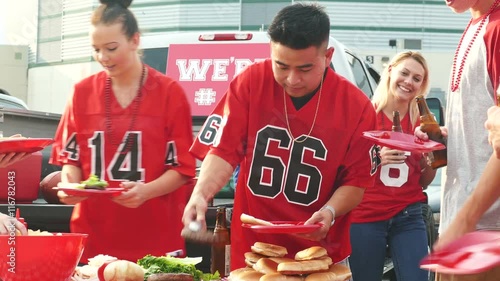 Tailgate: Friends Getting Food At Party Before Game