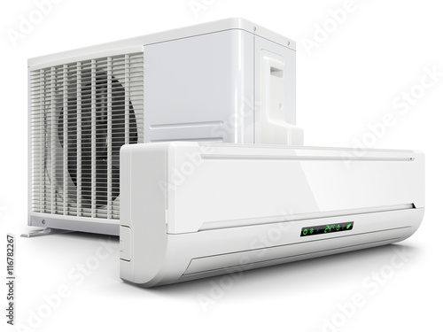 Papier peint Air conditioning split system isolated on white background 3d