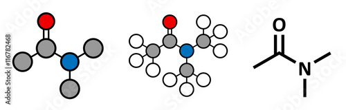 Dimethylacetamide (DMAc) chemical solvent molecule.