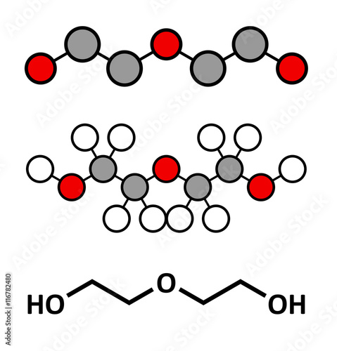 Diethylene glycol chemical solvent molecule. Highly toxic.  photo