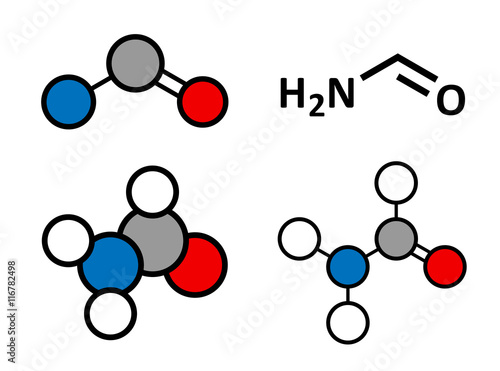 Formamide (methanamide) solvent molecule.