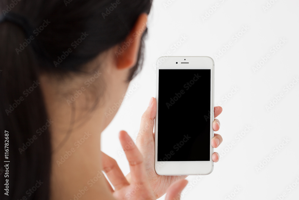 スマートフォンを操作する女性、拡張現実、ar