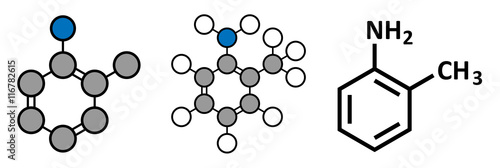 Toluidine (ortho-toluidine, 2-methylaniline) molecule. 