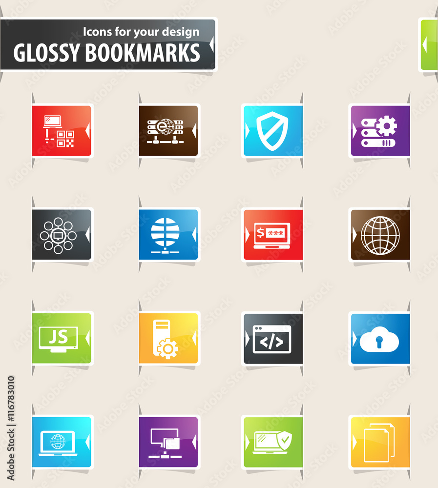 Internet, Server and Network Bookmark Icons Internet, Server and Network Bookmark Icons