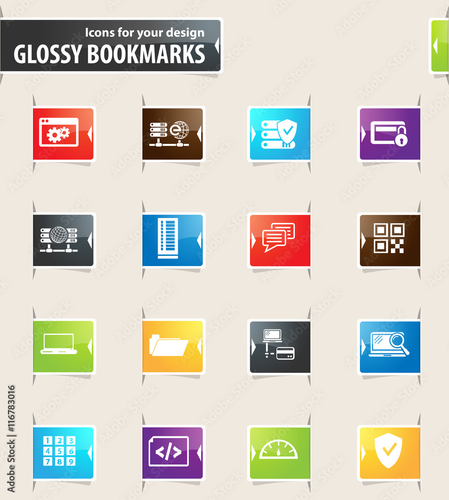 Internet, Server and Network Bookmark Icons Internet, Server and Network Bookmark Icons