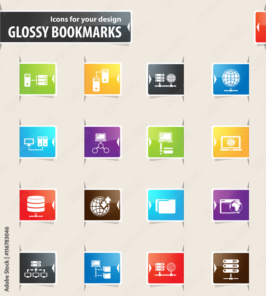 Internet, Server and Network Bookmark Icons Internet, Server and Network Bookmark Icons