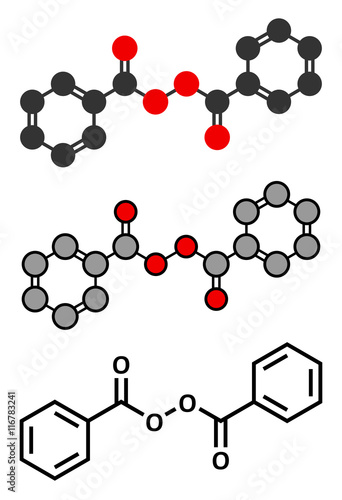 Benzoyl peroxide acne treatment drug molecule. 