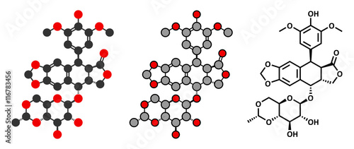 Etoposide cancer chemotherapy drug molecule.