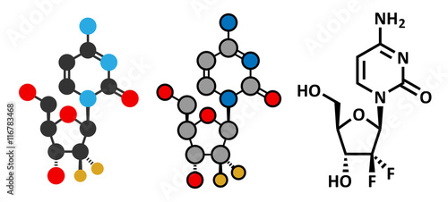 Gemcitabine cancer chemotherapy drug molecule.