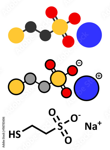 Mesna cancer chemotherapy adjuvant and mucolytic drug molecule.