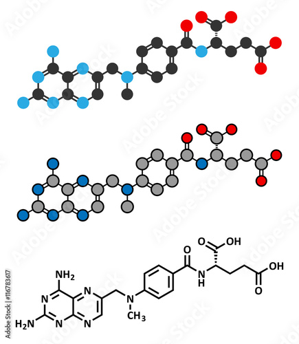 Methotrexate cancer chemotherapy and immunosuppressive drug molecule