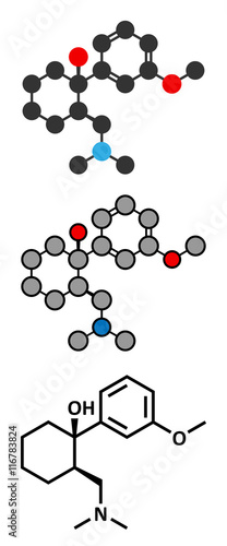 Tramadol opioid analgesic drug molecule.