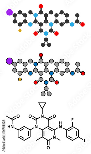 Trametinib melanoma cancer drug molecule.