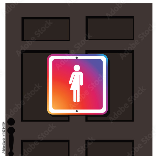 Rainbow gender neutral symbol on door. EPS 10 vector.
