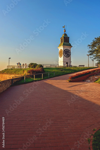 Clock tower at sunset photo