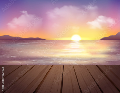 Sunset And Sea Background © Macrovector