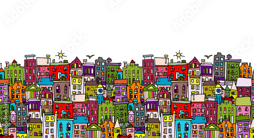 European cityscape, seamless pattern for your design