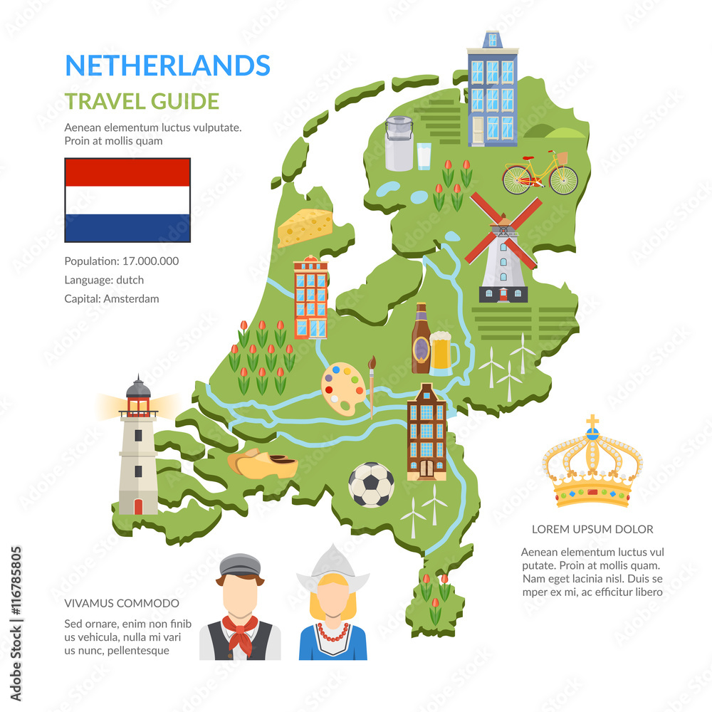 Netherlands　Flat　Art　Photo　Map　Print　Infographics