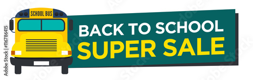 Back to School Sale Sign with Schoolbus Vector.