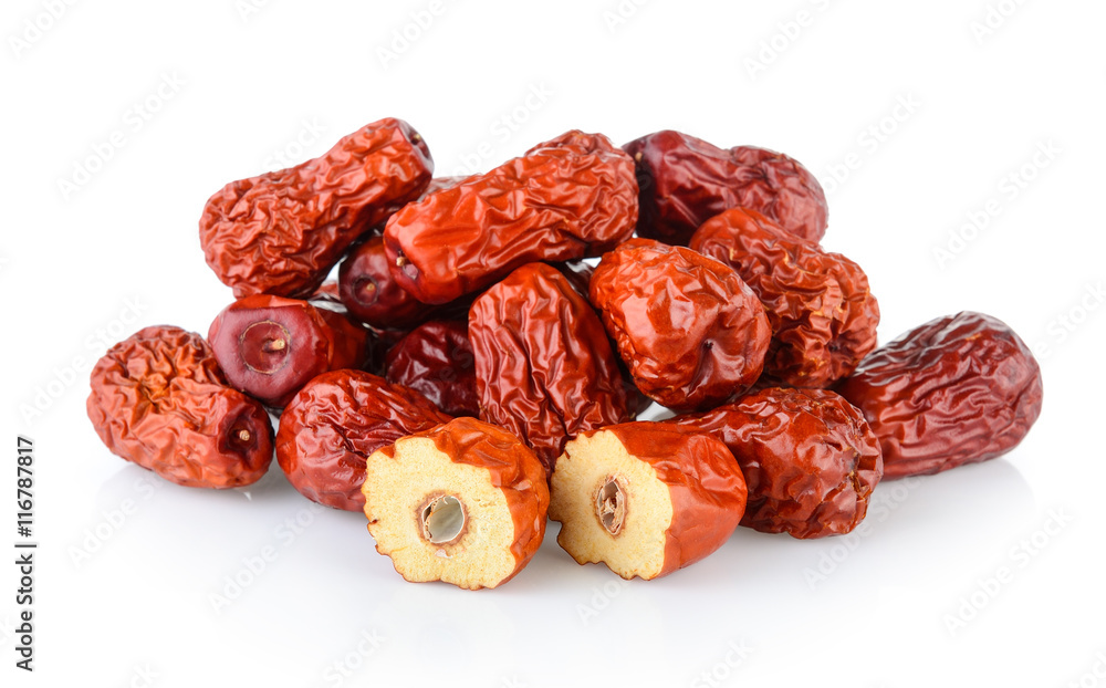 Dried red date or Chinese jujube on white background Dried red date or Chinese jujube on white background
