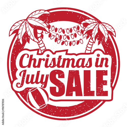 
Christmas in July grunge rubber stamp on white background. EPS 10 vector illustration.