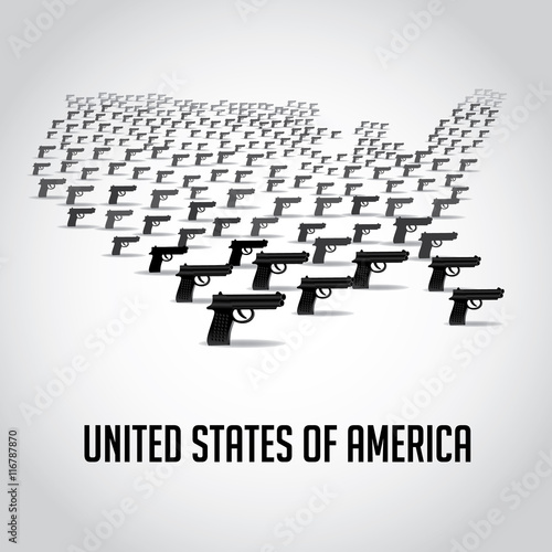 
USA map made up of guns. EPS 10 vector.
