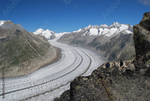 Panoramic view Aletsch glacier Swiss alps