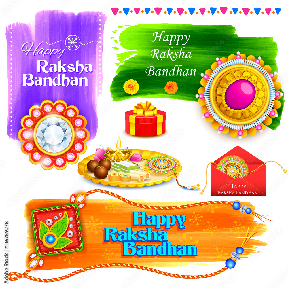 Raksha Bandhan background with rakhi and gift Stock Vector | Adobe Stock