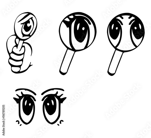 Zoek icoontje oog en vergrootglas