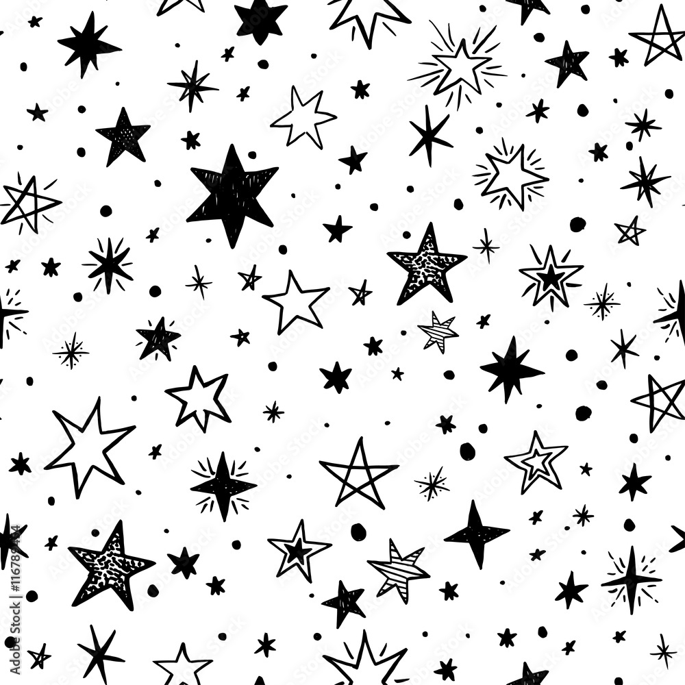 Fototapeta premium Seamless pattern with handdrawn stars