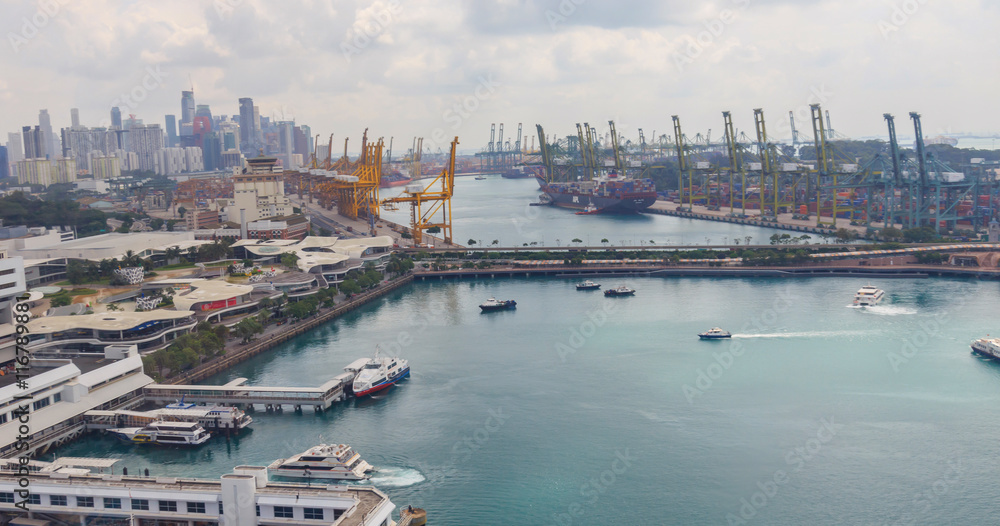 Bird eye view of authority port of Singapore