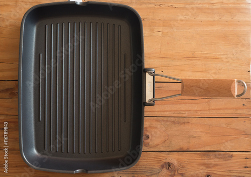 Grill pan on a wooden table