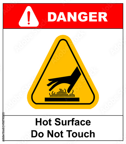 do not touch hot surface danger signs illustration vector