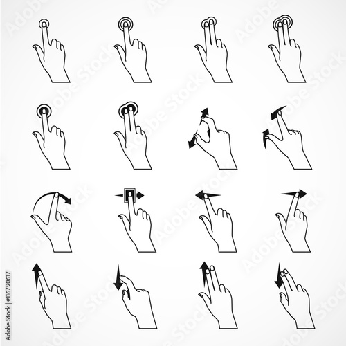 Touch Gestures Black Line Icons 