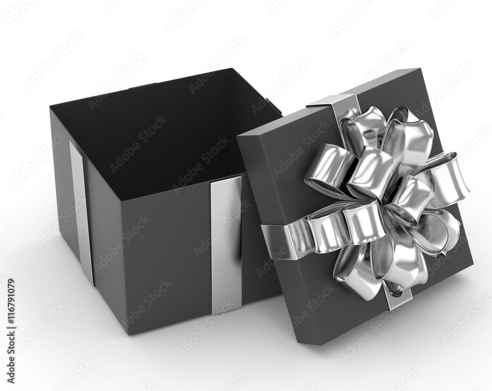 open gift box with bows isolated on white. 3d rendering. open gift box with bows isolated on white. 3d rendering.