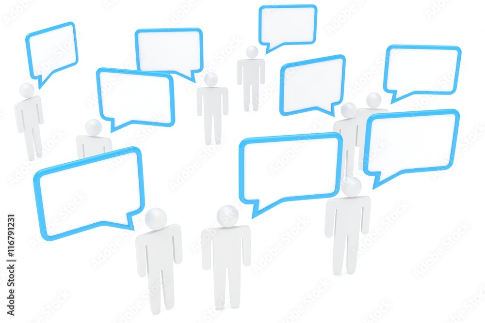 people with talk bubbles isolated over a white background. 3d rendering. people with talk bubbles isolated over a white background. 3d rendering.